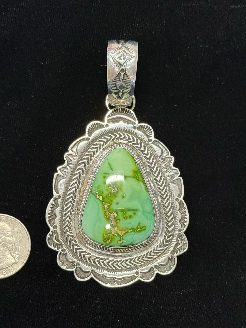 Sterling Silver Turquoise Teardrop Pendant -Sonoran Gold Turquoise